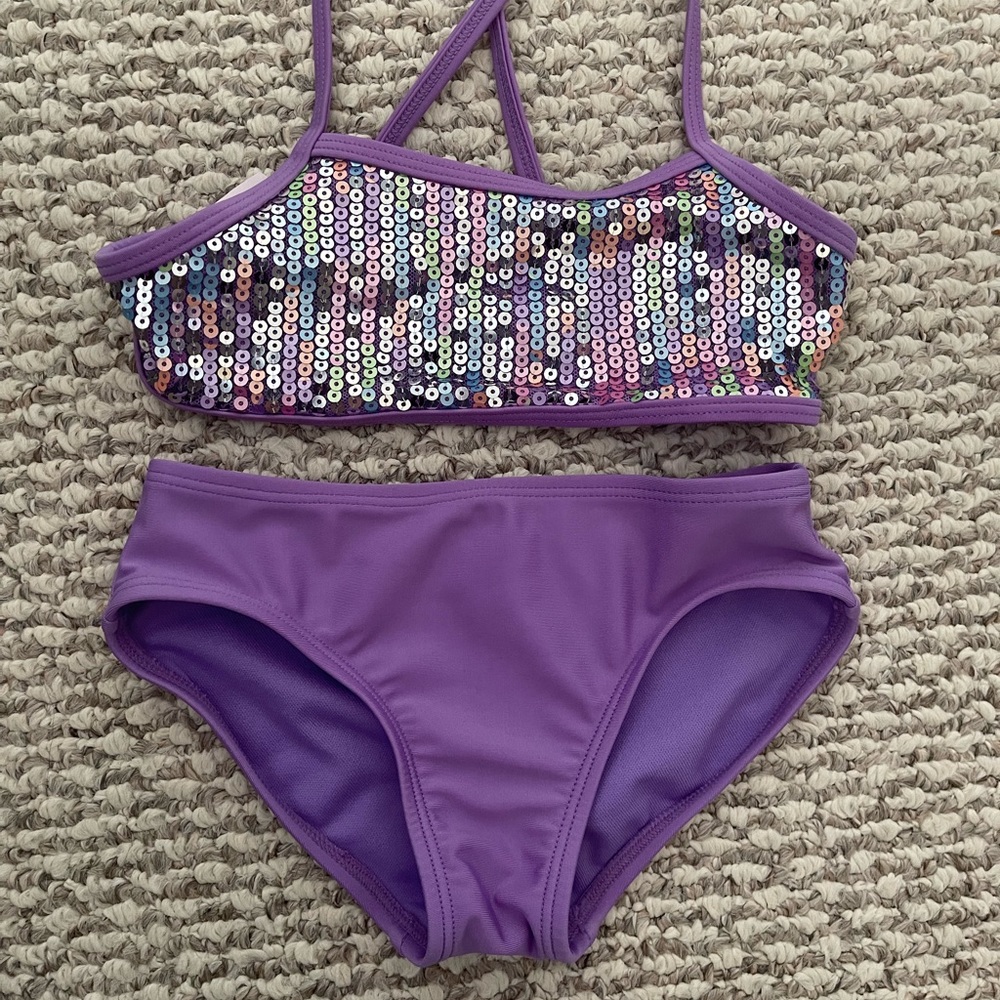 Purple Sequin 2-Piece Bikini Bathing suit size 4/5